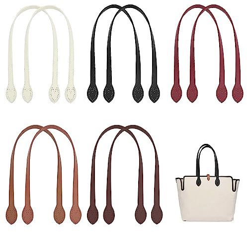 Kleemeiero 10 Stück Lederhandtasche Griffe 5 Farben Taschengriffe Leder PU Schultergurte Leder Taschenhenkel Mit Ohrenform-Endlöcher Für Gehäkelte Taschen Geldbörsen-Einkaufstasche, 60 cm / 23.4