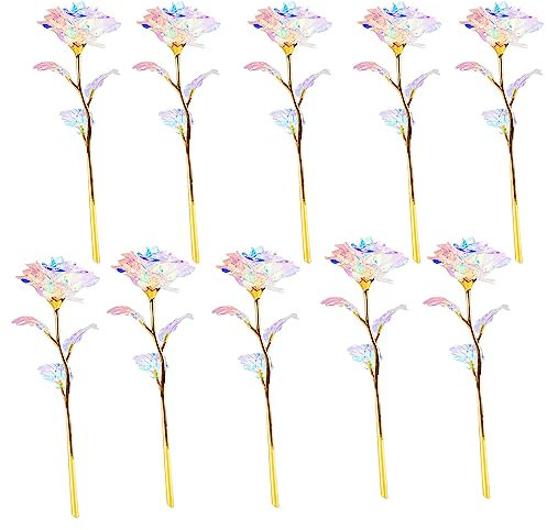 Pevfeciy 10 Pcs Galaxy Rose Bunte Künstliche Blumen Rosen Ewige Rose-Infinity Rosen Geschenke Für Frauen- Für Frauen Mädchen Party Hochzeit Dekoration Freundin/Mama,Colourful