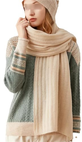 Weicher warmer Strickschal für Damen im Herbst und Winter, beige, One size