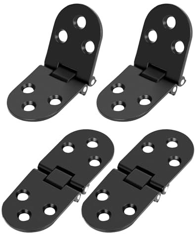QWORK® Confezione da 4 Cerniere Mobili a 180 Gradi - Lega di Zinco Nero - per Tavolo Pieghevoli e Armadio