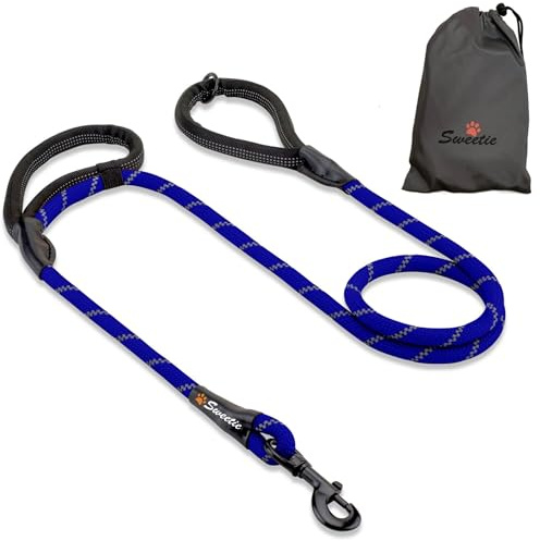 Laisse pour Chien en Corde, Laisse Solide, 2 poignées rembourrées, 1,5 m – Moyenne et Grande – Réfléchissante, résistante aux intempéries.