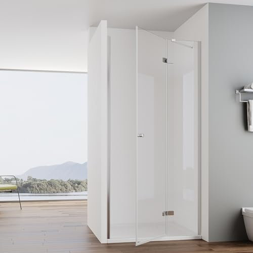 IMPTS Duschtür 120cm Nischentür Rahmenlos Dusche Duschkabine Falttür Nische 6mm ESG Klares Sicherheitsglas Duschwand Duschabtrennung Höhe 185cm