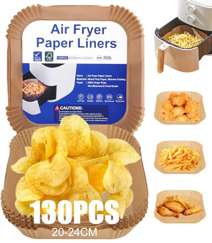 Toaren Backpapier für Heißluftfritteuse,150 Stück Verdicktes 20,5x14cm Airfryer Baking Paper für Ninja,Kompatibel mit Ninja AF300EU,AF400EU,Princess,Anderen Dual Zone Air Fryer Accessories