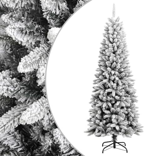 YUOTYRKTEJRSG albero di natale con luci incorporate,alberi di natale in offerta,Albero di Natale Artificiale con Neve Floccata 180 cm PVC e PEIdeale per patii, salotti, dove è necessario