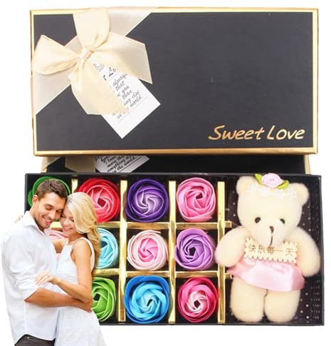 Générique Set regalo di fiori di di sapone da bagno profumato floreale petali di di sapone set di barre di sapone a di petali di 12 pezzi - Cofanetto regalo