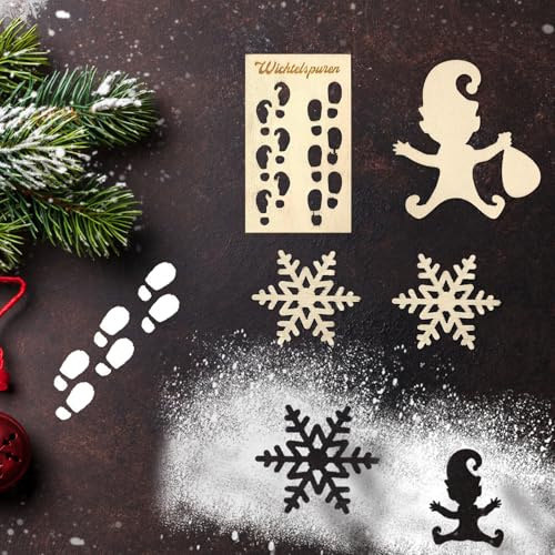 4 Piezas Plantillas de Huellas, Plantillas de Navidad, Huellas de Puertas de Gnomos, Moldes de Accesorios de Gnomos de Navidad, Decoraciones Navideñas para Ventanas