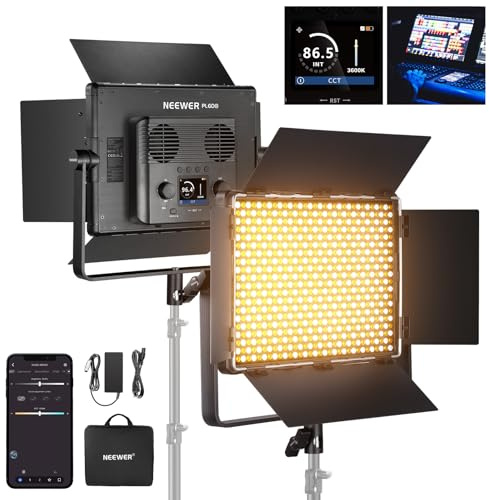 NEEWER Panneau Vidéo LED Bicolore Contrôle APP/2,4G/DMX, 60W 26600Lux/0,5m 2500K-8500K 13 Scènes Alimentation Batterie V Mount en Extérieur, Éclairage Studio Photo Vidéo Streaming Maquillage, PL60B