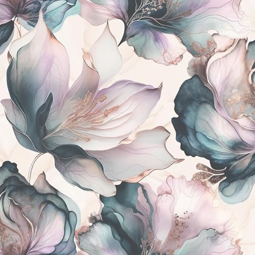 World of Wallpaper Elysian Floral, Metallic Marble Effect, Multi (AF0034) | Easy to apply wallcovering, Bedroom, Hallway, Living Room (10.05m x 53cm roll)