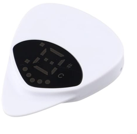 2-in-1 Gitarren-Stimmgerät, Echtzeit-Plektrum, farbcodierte visuelle Indikatoren, ergonomisches Anti-Rutsch-Design für akustische E-Gitarre, Bass, Mandoline, Weiß