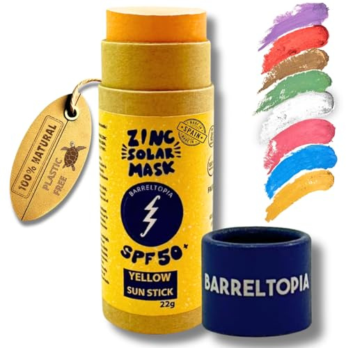 Barreltopia Surf Stick solkräm ansikte 50+ zink färgpennor – solskydd ansikte SPF 50 – solskydd vattentät ekologisk naturlig