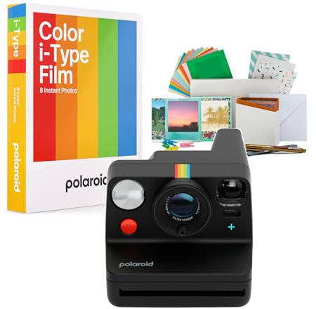 Polaroid Now Plus Generation 3 - Fotocamera istantanea con sistema di messa a fuoco automatica a due lenti e modalità manuale (nero) con kit pellicola e pellicola istantanea a colori per fotocamere
