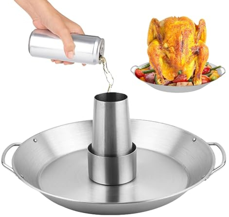 Rôtissoire à poulet en acier inoxydable – Support de barbecue vertical pour canettes de bière | Facile à utiliser avec poignées, accessoires de fumoir pour barbecue extérieur, rôtissage au four