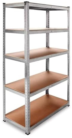 DASCK - Estantería Almacenaje Metálica Galvanizada 180x90x40 cm | 5 Baldas de MDF | 875kg de Carga | Estantería Industrial para Garaje, Trastero, Taller, Oficina, Almacén