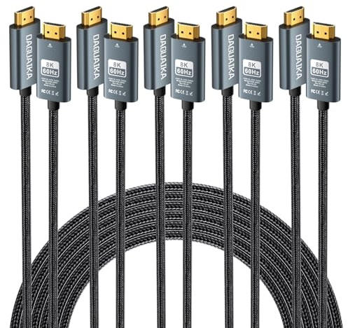 Daguaika 5Pack - 10K 8K 4K HDMI Cable 3.3FT/1M, 48Gbps High Speed HDMI 2.1 Cord, 4K@120Hz/10K8K@60Hz, Compatible for TV/Laptop/Monitor/PS-5/X-Box/Projector/Entertainment/Sound System & More