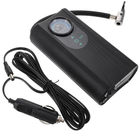 Parliky Pompa Aria Elettrica Portatile per Bicicletta e Auto Compressore Rapido con Manometro Gonfiatore Multifunzione per Pneumatici e Palloni Compatibile con Piccole Auto Nero