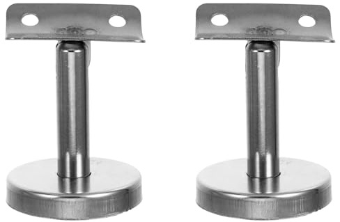 SEWACC 2 soportes para pasamanos: base de placa de pared con roseta redonda, soporte metálico para barandilla de escalera, herrajes de repuesto para barandillas rectas y curvas.