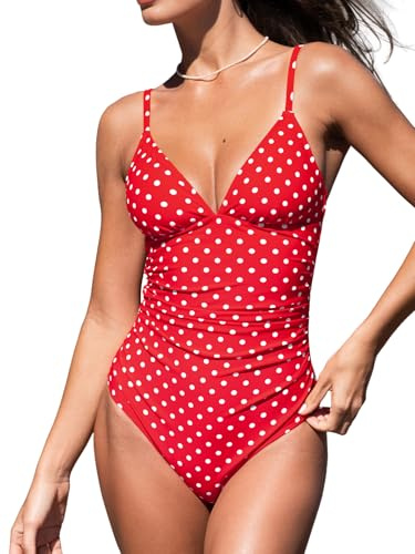 CUPSHE Women's One Piece Swimsuit Triangle Low Back Beach Swimwear Tummy Control Bathing Suit Swimming Costume Army Green M