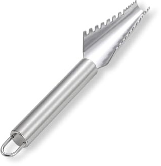 QIALAI Fish Scaler Tool, Stainless Steel Descaler with Serrated Edge & Comfort Grip, Kitchen & Outdoor Use for Removing Fish Scales, 21cm