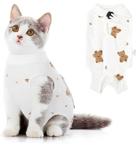 LOMSUXA Body postoperatorio para gatas, traje de recuperación para gatos, body postoperatorio para gatos, body postoperatorio para gatos para heridas abdominales o enfermedades de la piel (M)