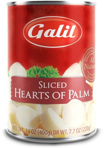 Galil Hearts of Palm Sliced, Non-GMO, 14 oz - All-Natural, Keto & Kosher Snack - Ready to Eat Canned Vegetables, Ideal for Salads & Healthy Meals