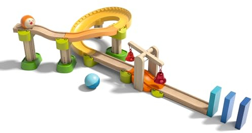 HABA Kullerbü Kugelbahn Klingeling – Klang-Bahn mit Glocken & Soundeffekten – Erweiterbare Spielbahn für Kinder ab 2 Jahren – Fördert Motorik & Kreativität – 1302060001