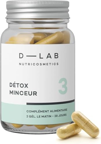 D-LAB Détox Minceur | Cure 1 mois | Elimination, Drainage et Silhouette | Plantes Détox & Fibres Prébiotiques | Goût Naturel | Fabriqué en France