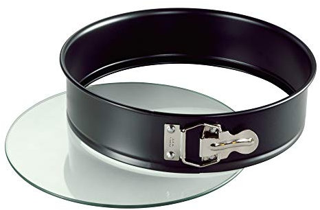 Original Kaiser Inspiration Springform mit Glasboden 28 cm rund, Backform mit Hebeboden, auslaufsichere Kuchenform, antihaftbeschichtet, schnittfest, servierfertig, Schwarz