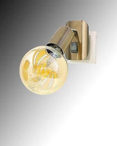 Trango Steckdosenlampe Nachtlampe 11-060A Nickel matt Nachtlampe inkl. 1x 4 Watt 2700K LED Leuchtmittel mit Kippschalter AN/AUS Steckdose Orientierungslicht Nachtlicht Steckerlicht