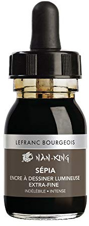 Lefranc Bourgeois 301283 Nan King Zeichentusche & Kalligrafietusche - Sepia - 30 ml, Pigmentiert, lichtbeständig, für Zeichnen & Skizzen