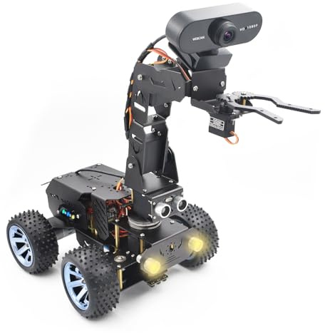 Adeept PiCar Pro V2 Smart Robot Car Kit with 4-DOF Robotic Arm for Raspberry Pi 5/4/3(Pi NOT Included), Programming Educational STEM Project Robotics, Obstacle Avoidance, Line Tracking, USB-C Charging