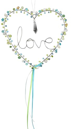 Kranz Herz Love Rosa blau grünen Steinen Liebe Fensterdeko Türdeko Wohnaccessoire & Geschenkidee Frühlingsdekoration B=17 cm