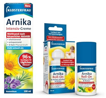 Klosterfrau Arnika Intensiv-Creme & Roll-On | 100 ml & 50 ml | Wohltuend nach körperlicher Aktivität | Vitalisierend und entspannend