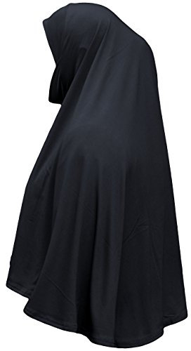Yaqeen aparell Einteiliges Amira Kopftuch mit Kinnabdeckung, Large Hijab, Lycra Sport Hijab, Schwarz