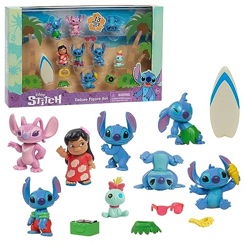 Stitch Juego de Figuras Disney’s Lilo Deluxe de 13 Piezas de 5 cm de Alto para coleccionar, Juego de simulación; Juguetes para niños a Partir de 3 años de Just Play