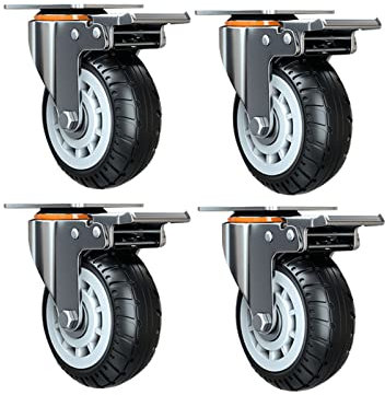 ?Lenkrollen mit Bremse Haltbare Schwerlast Mover Gummi Sicherheitsverriegelung Räder Möbel geräuschlose Schwerlast Räder Rollen mit Bremse zum Erweitern für Bettkasten 4 Stück (75mm,Schwarz)