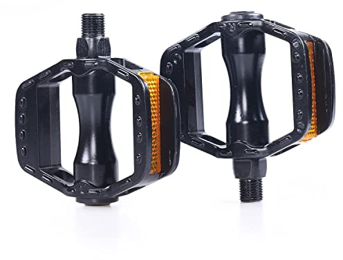 ThinkTop Kids Bike Pedal 1/2-Inch Ultra Strong Aluminium Alloy Anti-Slip with reflector, Children Bicycle Pedals Platform Flat Fit for 12 14 Boys Girls Bike