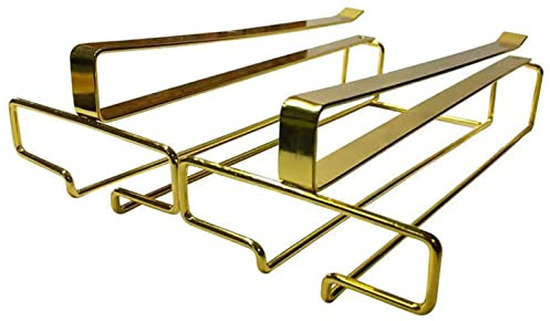 Metall Stielgläserregal, Multifunktionaler Weinglasregal Unter Dem Schrank, Ohne Bohren Umgekehrter Stemware Racks Aufbewahrungsregal, Gläserhalterung Für Zuhause, 2 Reihen (Color : Gold)
