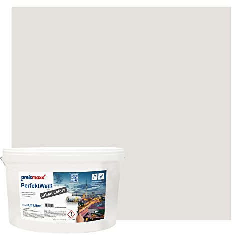 Preismaxx Perfektweiß urban colors, bunte Wandfarbe, grau, greige, greige 2,5L, Innenfarbe, hohe Deckkraft Klasse 2, matt