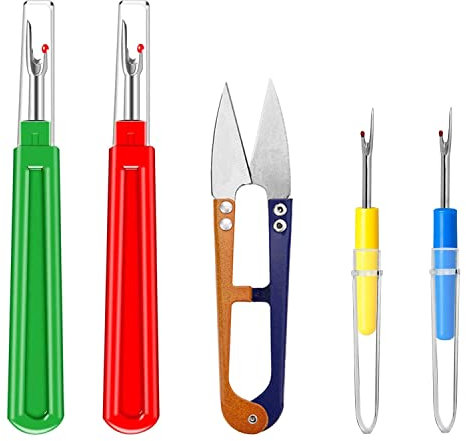 4 Stück Nahttrenner,Saumtrenner Seam Ripper Set mit Schutzkappe,Groß/Klein Nähen Nahtauftrenner Kommt mit Trimmschere für Nähte