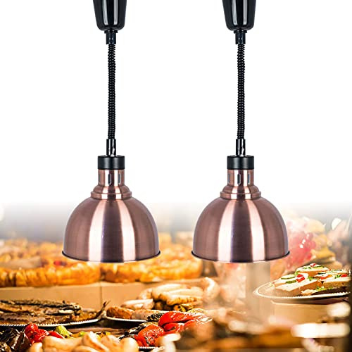 Lampe Chauffante Cuisine, Lampe Chauffante Restaurant pour Buffet Chauffant, Restauration Chauffe Plat Buffet, Ampoule 250W et Abat-Jour 25cm, Bronze Rouge(Size:2pcs)
