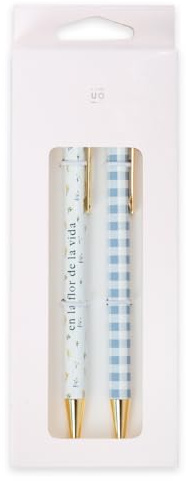 UO Set 2 Bolígrafos En la Flor de la Vida recargables. Tinta Azul y negro. Escritura Suave y Diseño Elegante. Ideal para Regalo y Uso Diario.