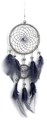 Traumfänger Klein, Handgefertigt Feder Dreamcatcher im Böhmischen Stil Traumfängers Dream Catchers für Schlafzimmer Hochzeit Wandbehang Auto Ornament (Grau)
