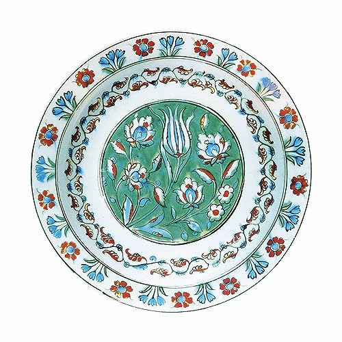 Elite Gift Boxes Ashomlean - Turkish Flowers Plate Plate Painted Tin Enamel Plate - Picnic or Camping