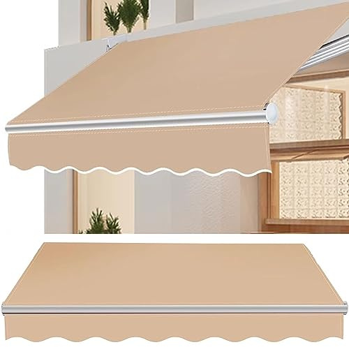 DAZULI Tessuto di ricambio per tenda da sole retrattile, 100% tela parasole in poliestere, 280 g/m², per veranda da giardino (dimensioni: 2,4 x 2,7 m, colore: beige)