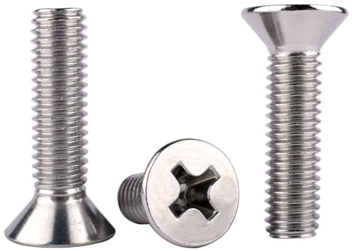 KOSJETHAS 20Pcs 1/4-20 x 1 UNC Phillips Flat Countersunk Head Machine Screws, 304 Stainless Steel 18-8, Full Thread, Coarse Thread