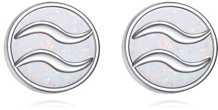Sternzeichen Ohrringe für Damen Mädchen 925 Sterling Silber Konstellation Ohrstecker Weißer Opal Sternzeichen Schmuck Geschenk