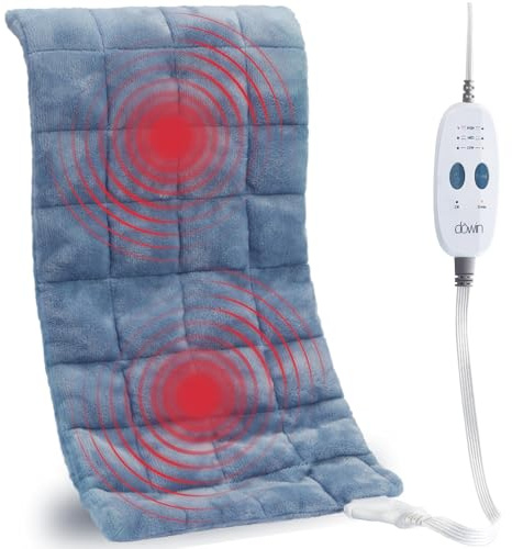 Weighted Heating Pad with 2 Massager,Vibrating Heating Pads for for Back &Neck Pain Cramps 12x24,3 Heat Levels,9 Massage Modes,2Hrs Auto-Off,Fathers Day Gift (XL Blue)