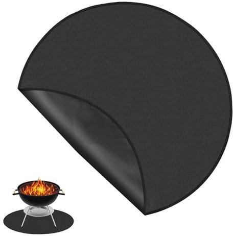 lasuroa 91,44cm Runde Feuerstellenmatte, Feuerfeste Grillmatte für Unter dem Grill Ölbeständig Kaminbodenschutz Outdoor-Grill-Schutzpolster Zubehör für Solo-Herd Lagerfeuer Raucher Garten Terrasse