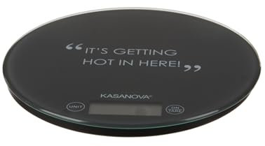 KASANOVA Bilancia da Cucina Digitale Grigia Tonda con Scritta