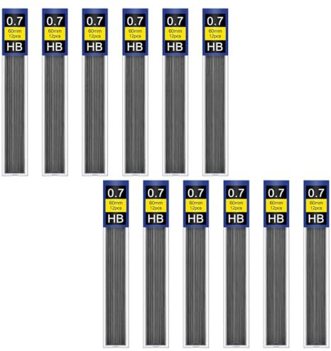 WBZOWRB Bleistiftminen 0,7 mm Minen Bruchsichere Bleistiftminen Schreiben glatt und deutlich Glatter Minenersatz, 144 Stück